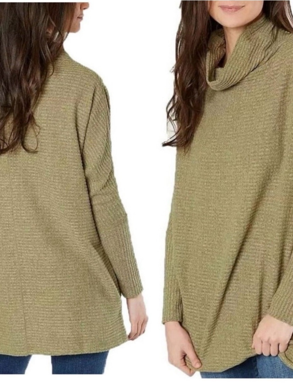 We The Free Olive Green Cowl Neck Tunic Sweater